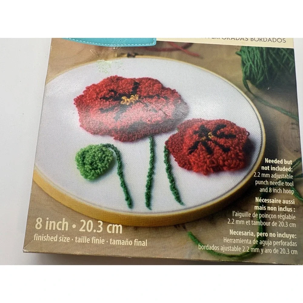 Loops & Threads Punch Needle Embroidery Kit Set of 2 Cactus & Poppies 8in